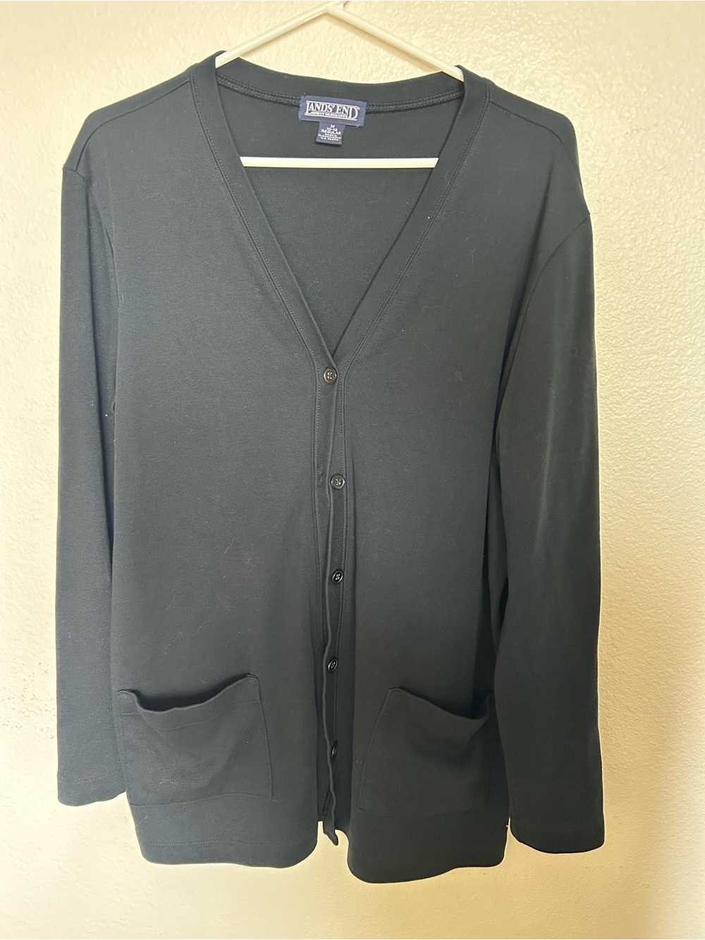 Lands' End Black Button Cardigan Sweater